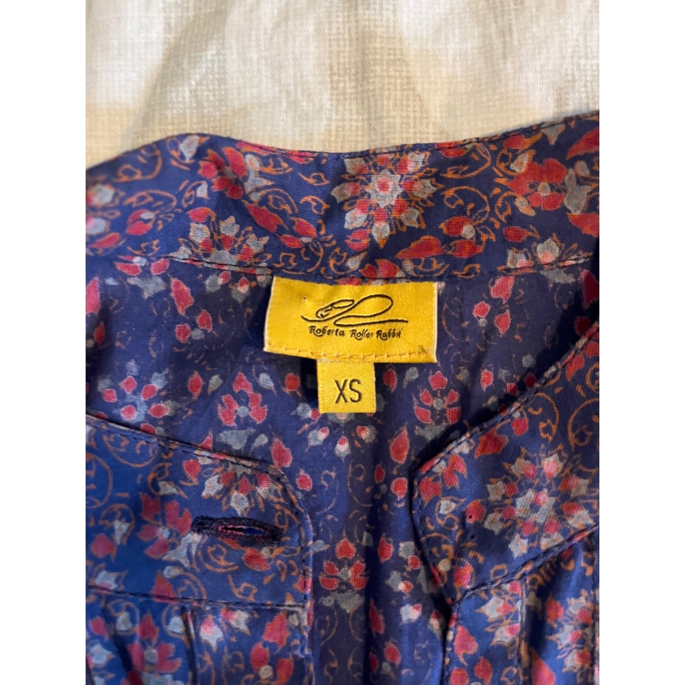 Roberta Roller Rabbit blue red floral mini dress pleated xs - Picture 3 of 10